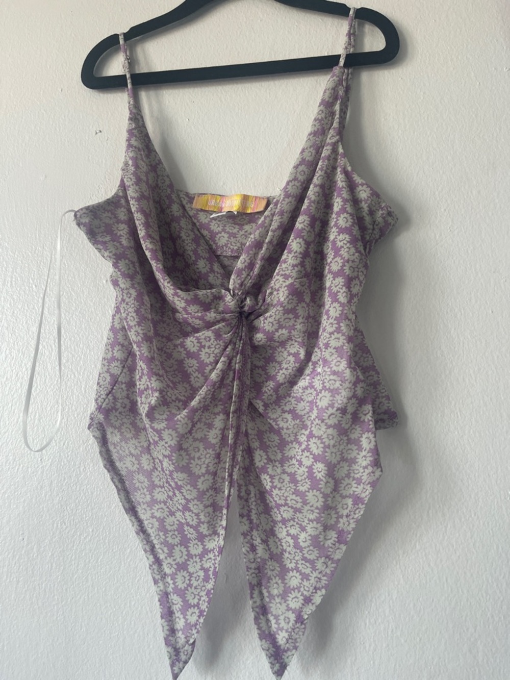 Urban Outfitters Lavender Floral Handkerchief Hem Cami